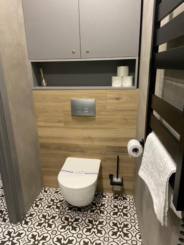 文尼察Lux appartments в центре города в стиле Loft的一间小浴室,内设卫生间