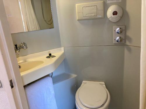 沙泰勒罗新克拉斯酒店的一间带卫生间和水槽的小浴室