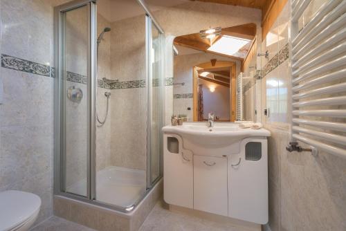 修希Runk Apartments的一间带水槽、淋浴和卫生间的浴室