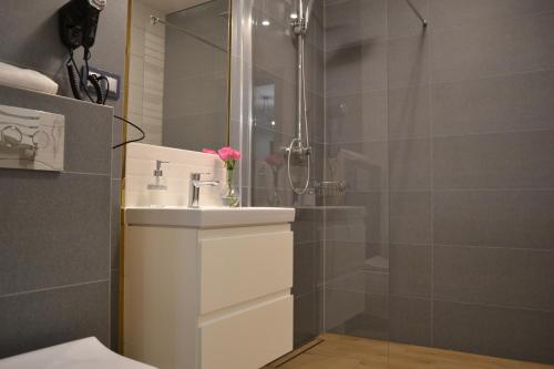 卡齐米日-多尔尼Villa Nova的一间带水槽和淋浴的浴室
