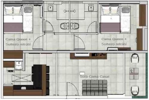 普拉亚弗朗西丝Apto 2 suites com elevador no Frances -Adm Nutelss的小型建筑的平面图,