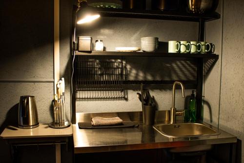 (( Šarlote ))Birch house的厨房配有水槽和台面