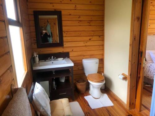 克莱因蒙德Adorable 2 bedroom seaside vacation home的小屋内的浴室设有卫生间和水槽。