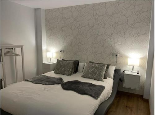 贝瑙卡斯Loft Ben A Ocaz的一间卧室配有一张带两盏灯的大型白色床。