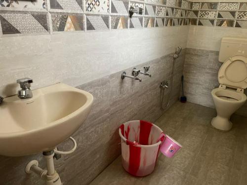 坦贾武尔Sarah Residency的一间带水槽和卫生间的浴室