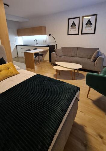 劳耶克特普利采Apartmán Hestia 5的客厅配有沙发和桌子