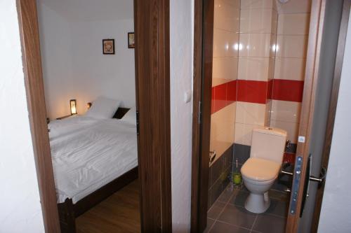 德兹维济诺玉兰度假屋的一间带床和卫生间的小浴室