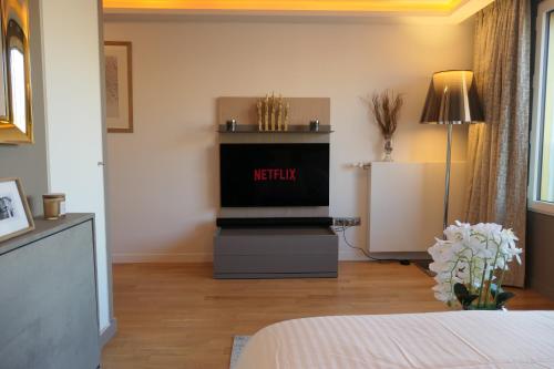 巴黎Luxury Studio Daumesnil Wifi & Netflix的一间带电视和床的客厅