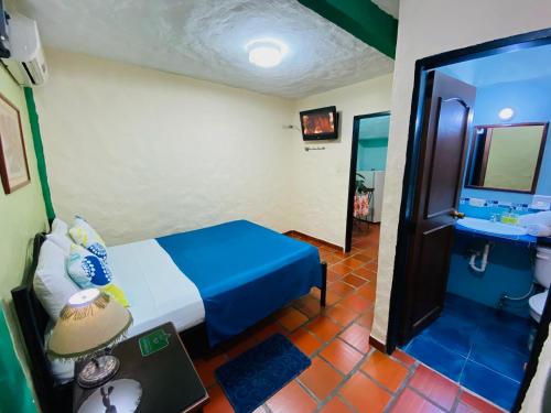 圣克里斯托瓦尔El Sol Posada的一间酒店客房 - 带一张床和一间浴室
