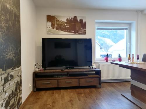 拉特西Žbogar的客厅配有大屏幕平面电视