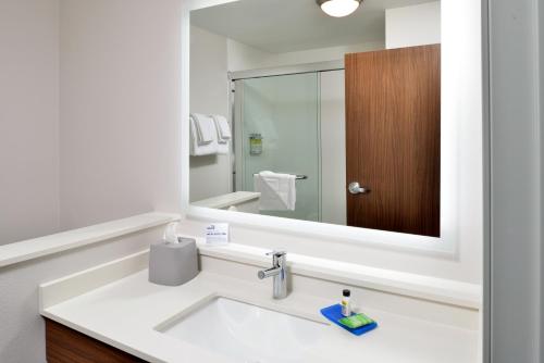 奥兰多Holiday Inn Express Orlando - South Park, an IHG Hotel的一间带水槽和镜子的浴室