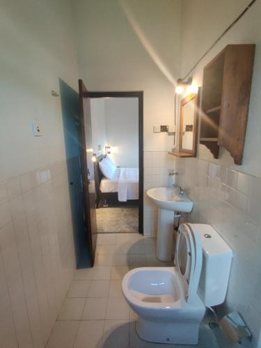 EttukalaGreen Village Negombo的一间带卫生间、水槽和床的浴室
