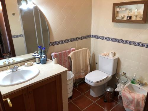 Moimenta da SerraQuinta das Oliveiras的浴室配有白色卫生间和盥洗盆。