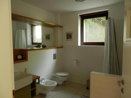 布达厄尔什斯奇公寓的一间带卫生间、水槽和窗户的浴室