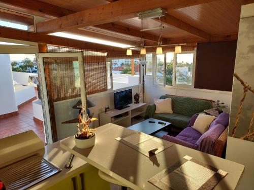 阿罗纳Chill out Apartment Tenerife的客厅配有沙发和桌子