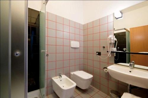 圣萨尔沃埃登酒店的一间带卫生间和水槽的浴室