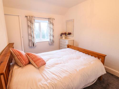 多尔盖罗Hafannedd 6 New Cottages的卧室配有一张大白色床和窗户