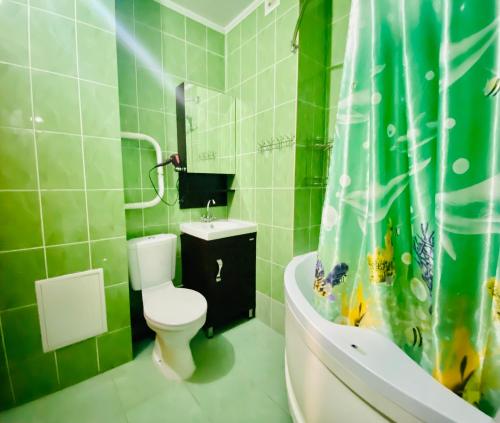 苏尔古特Ивана Захарова 11的浴室配有卫生间、盥洗盆和浴缸。