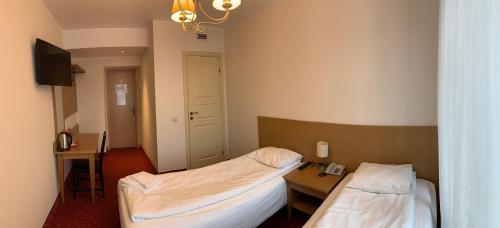 维尔纽斯亚莉克莎老城区酒店的酒店客房设有两张床和电视。