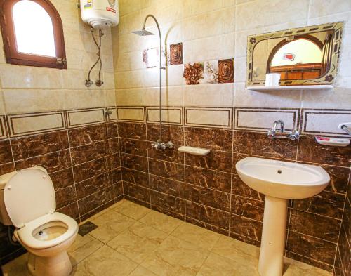 锡瓦Seliyaa Siwa Inn Hotel的一间带卫生间和水槽的浴室