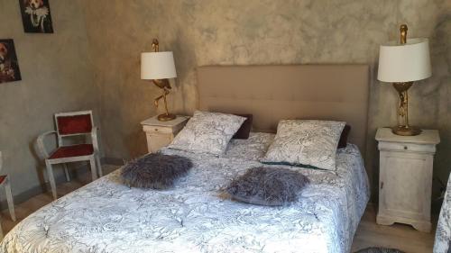 Chantellela maison porte bonheur的一间卧室配有一张带两个枕头的床