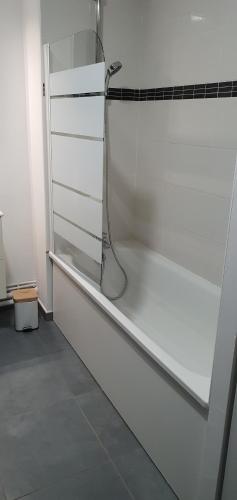 图尔昆Appartement-chic parking privé的一间白色客房内带淋浴的浴室
