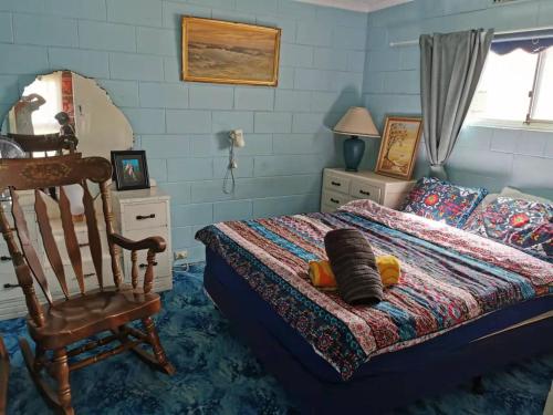 CowellOn the beach-Lucky Bay的一间卧室配有一张床和一把椅子