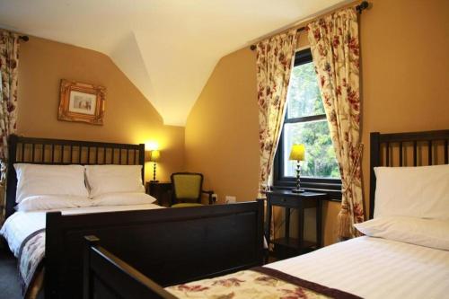 DerrylinKnockninny Country House的一间卧室设有两张床和窗户。