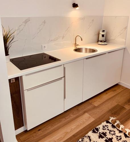 An der Uni Klinik Homburg, Neueröffnung Exklusiv neu renoviertes Apartment mit Küche und Badezimmer的厨房或小厨房