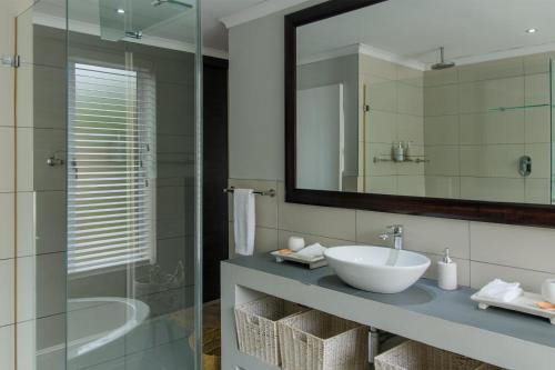 莫塞尔湾Accommodation Mossel Bay Garden Route的一间带水槽和镜子的浴室