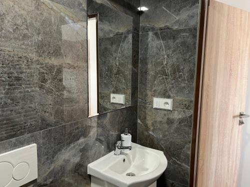 布尔哈里十字路口的旅馆的一间带水槽和镜子的浴室