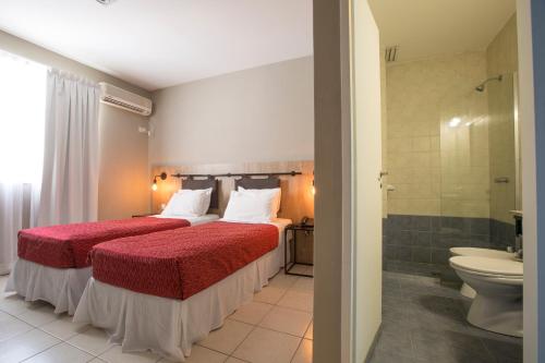 布宜诺斯艾利斯Boutique Apartments Plaza Dorrego的一间酒店客房 - 带一张床和一间浴室