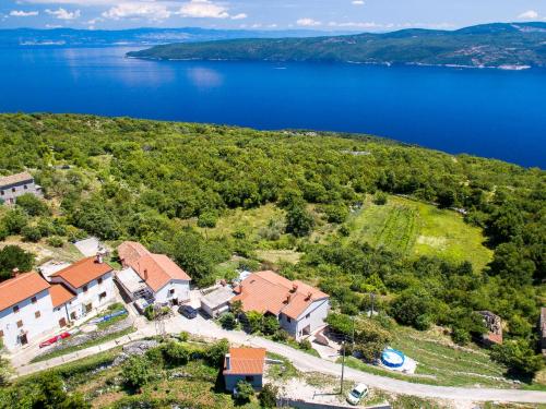 普罗明Apartment Fonović - MOD115 by Interhome的享有湖畔山丘上房屋的空中景致