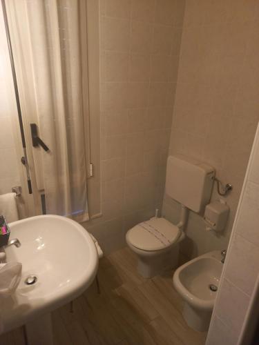 圣彼得罗-泰尔梅堡帕克酒店的浴室配有白色卫生间和盥洗盆。
