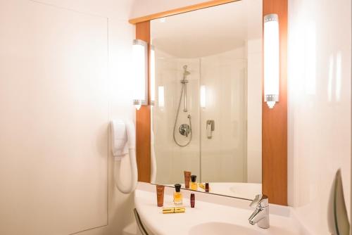 阿尔泽特河畔埃施埃施比尔瓦宜必思酒店的一间带水槽和淋浴的浴室