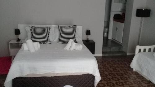 梅塞德斯Apartamento-Loft的卧室配有一张带两个枕头的大白色床