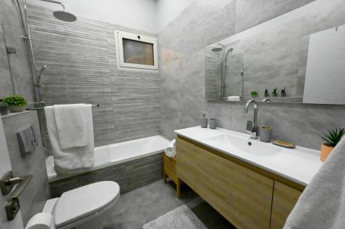 埃拉特Luxury Queen Mountian的一间带水槽、浴缸和卫生间的浴室