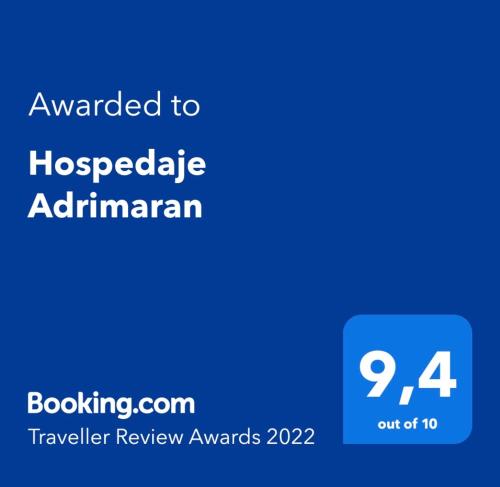 Hospedaje Adrimaran的证书、奖牌、标识或其他文件