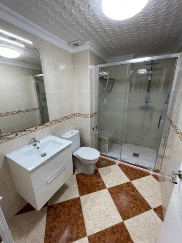马拉加CASA CARMEN 20的浴室配有卫生间、淋浴和盥洗盆。