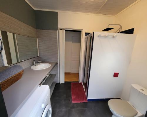 圣菲利普Résidence L' ALAMANDA的一间带卫生间和水槽的浴室