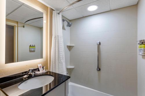 帕拉默斯Comfort Inn Paramus - Hackensack的一间带水槽和淋浴的浴室