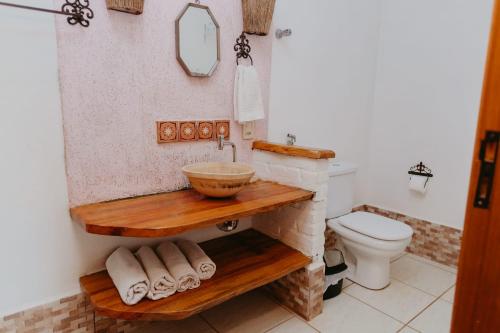 索科罗卡夫恩旅馆的一间带水槽和卫生间的浴室