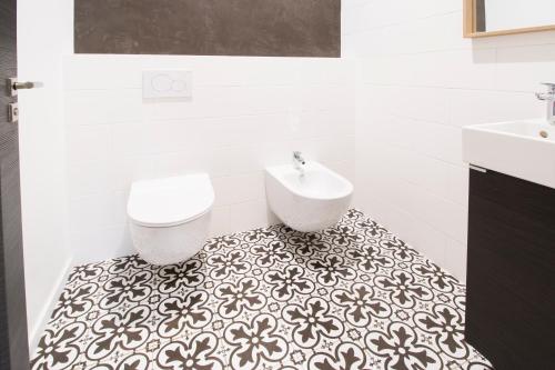 利托梅日采U Zlaté Hvězdy apatmán Blumentritt的浴室配有白色卫生间和盥洗盆。