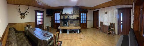 沃罗赫塔Подина的带壁炉的客厅。