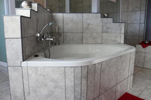 鲸湾港Amjicaja Guesthouse, Tours & Rentals的浴室设有浴缸和淋浴。