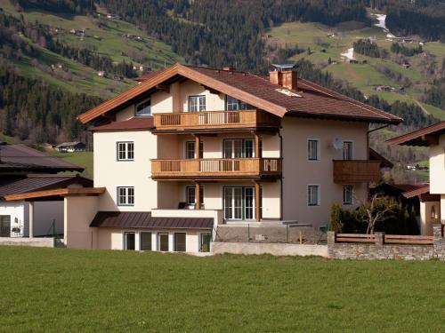 韦斯滕多夫Apartment in Westendorf Tyrol with terrace的山丘上带绿地的房子