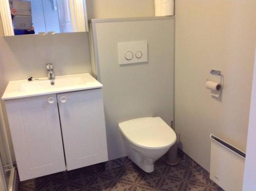 莫斯克内斯Å i Lofoten的浴室配有白色卫生间和盥洗盆。
