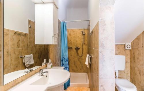 罗波里卡Lovely Apartment In Pula With Wifi的一间带水槽和卫生间的浴室
