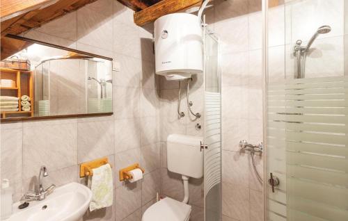法扎纳Cozy Home In Fazana With Kitchen的浴室配有卫生间、盥洗盆和淋浴。