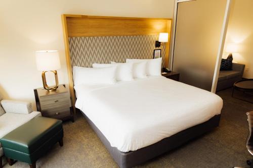 霍普金斯维尔Holiday Inn & Suites - Hopkinsville - Convention Ctr, an IHG Hotel的酒店客房设有一张大床和一张沙发。